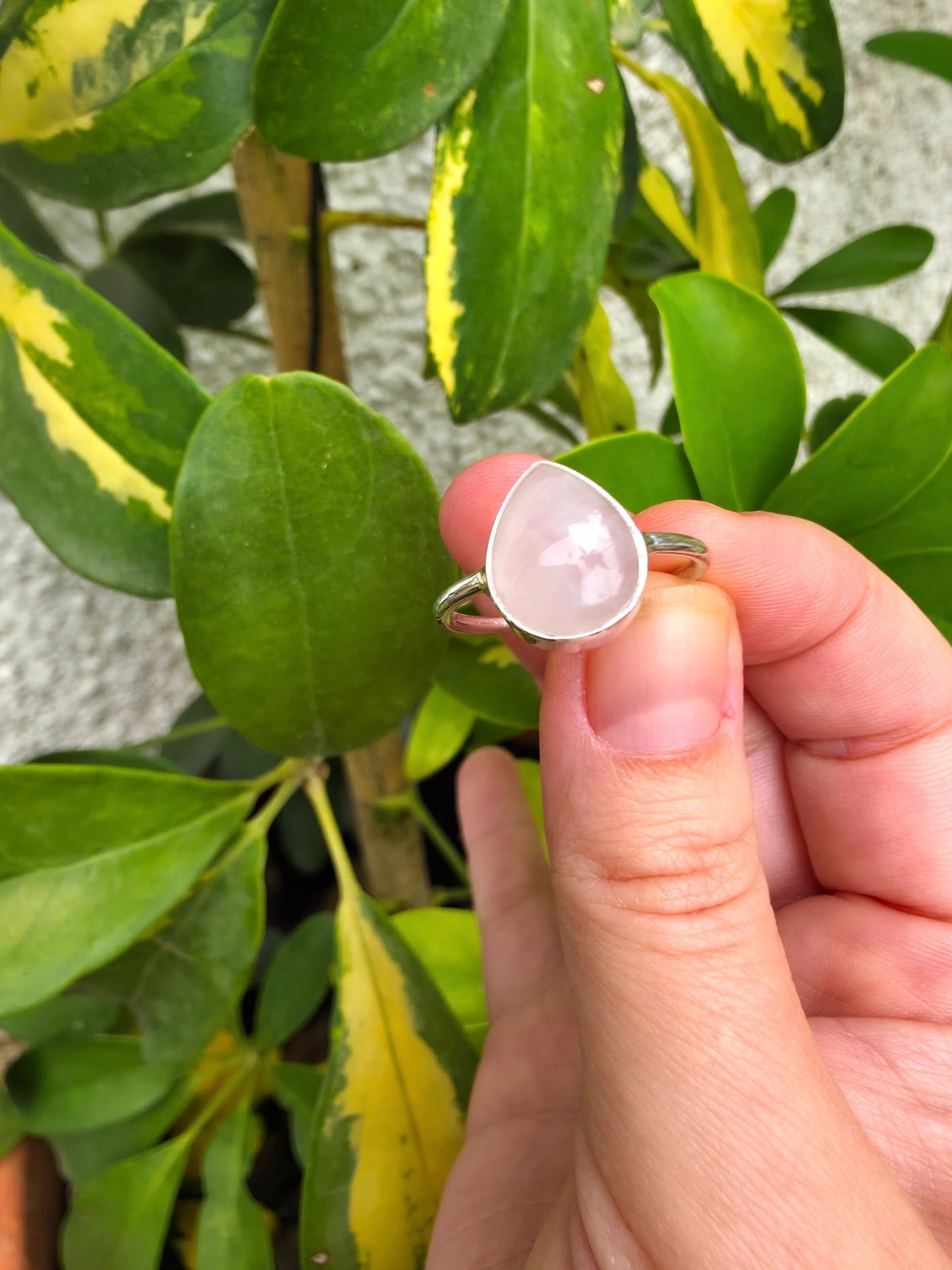 Anillo con cuarzo rosa, bienestar emocional y energía positiva
