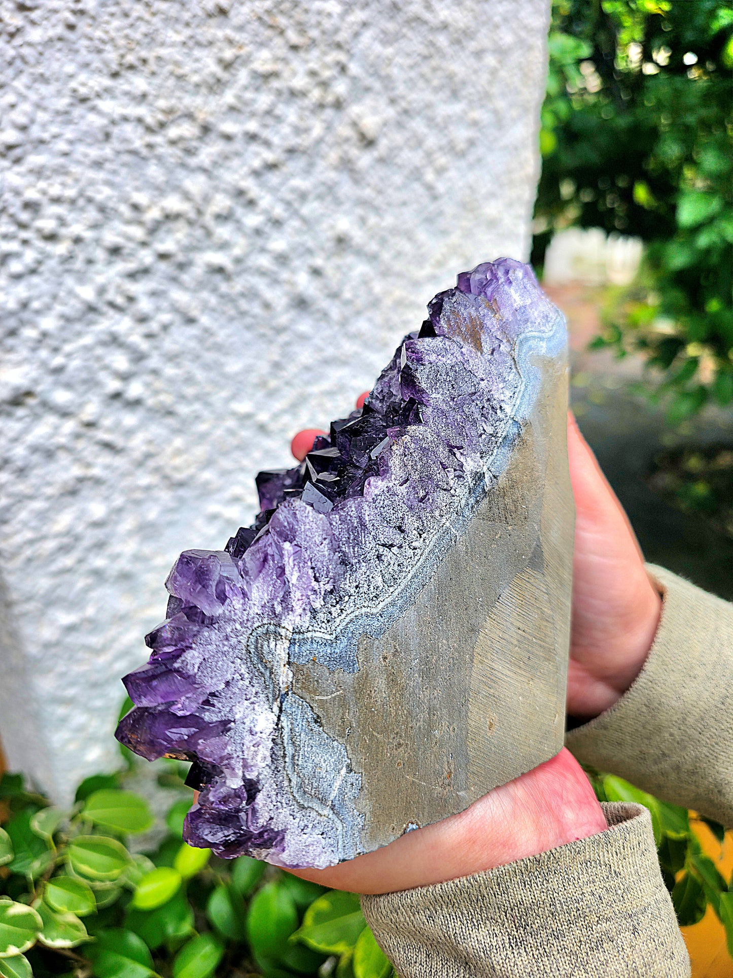 Drusa de amatista de Uruguay AAA 14,5 x 14,5 cm 2794 g perfil derecho