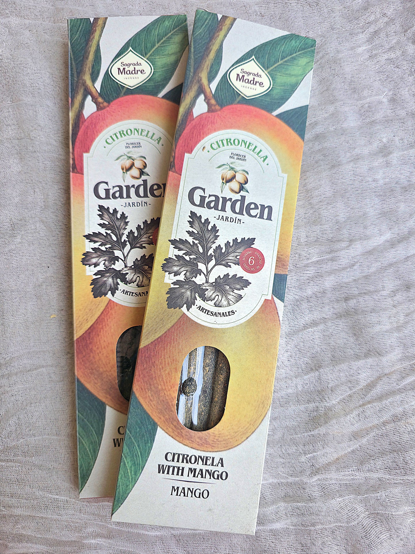 incienso garden citronela y mango sagrada madre caja 6 varillas
