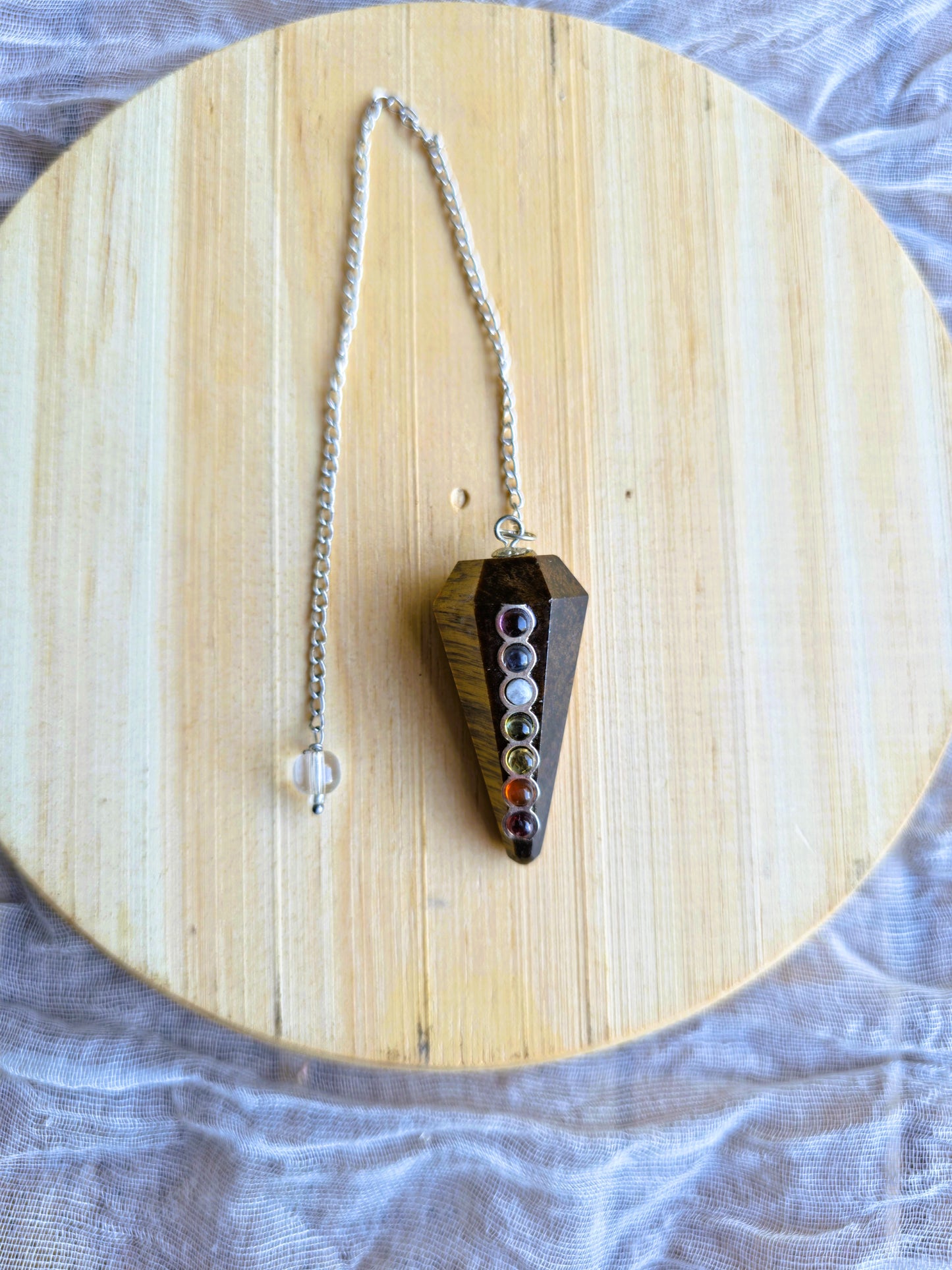 péndulo ojo de tigre 7 chakras radiestesia