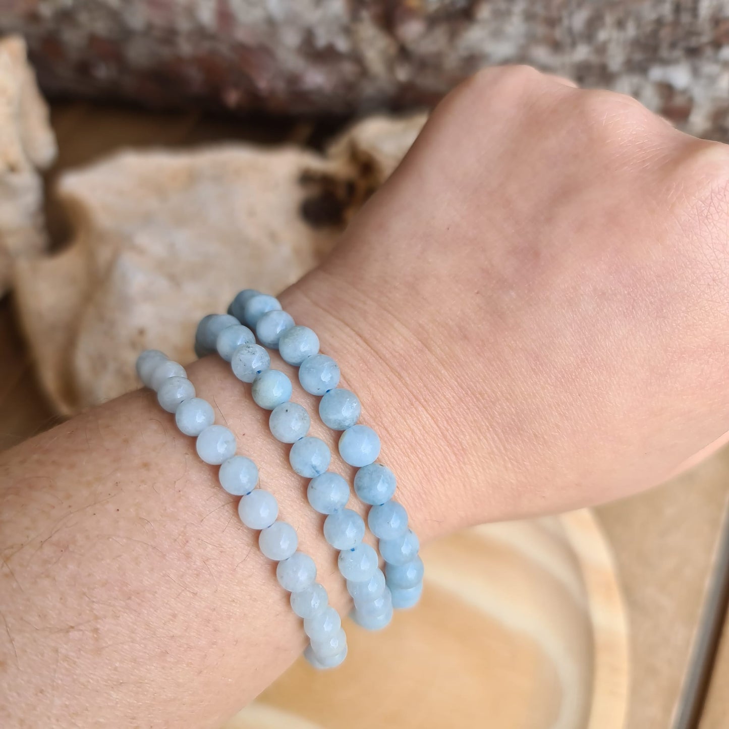 Pulsera de Aguamarina 6 mm