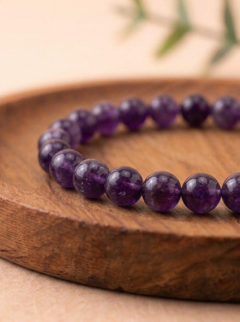 pulsera amatista 8 mm natural ajustable cuentas violetas elegantes 2