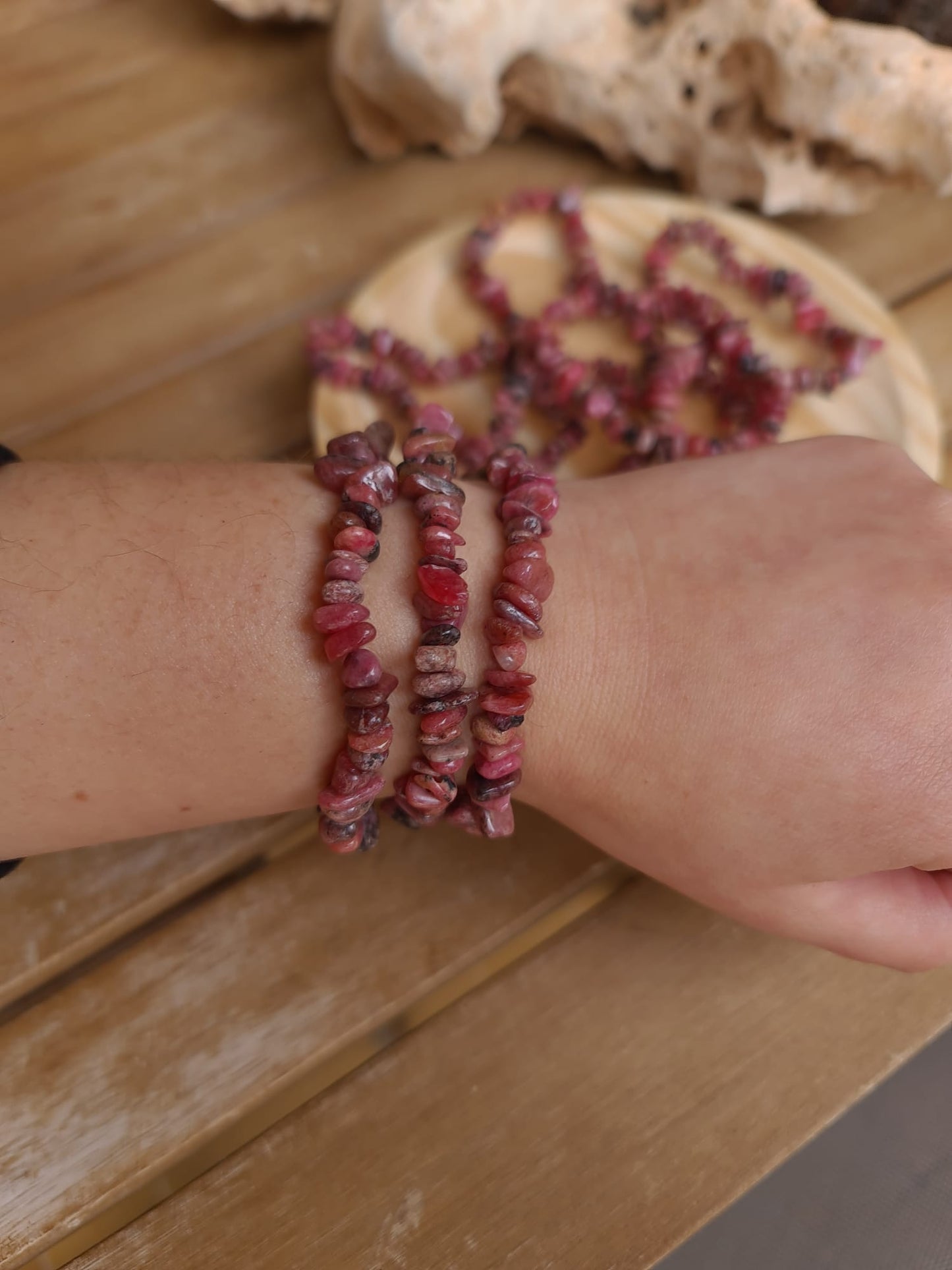 Pulsera chip de Rodonita