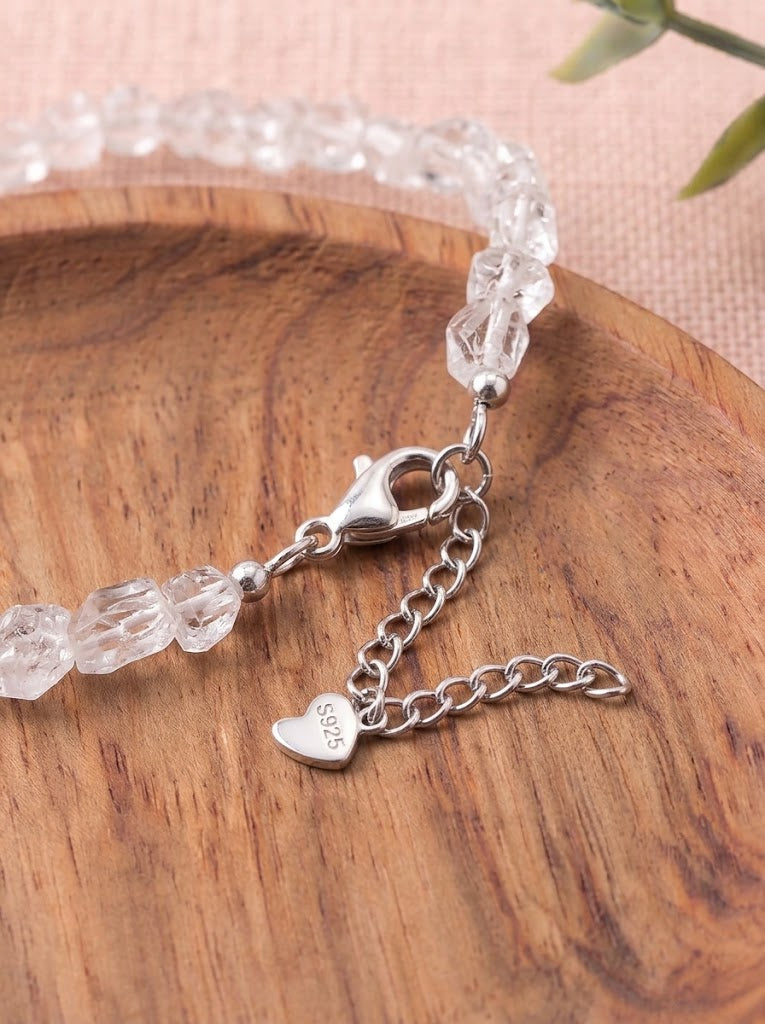 Pulsera de cuarzo herkimer en bruto cuentas 4 mm 3