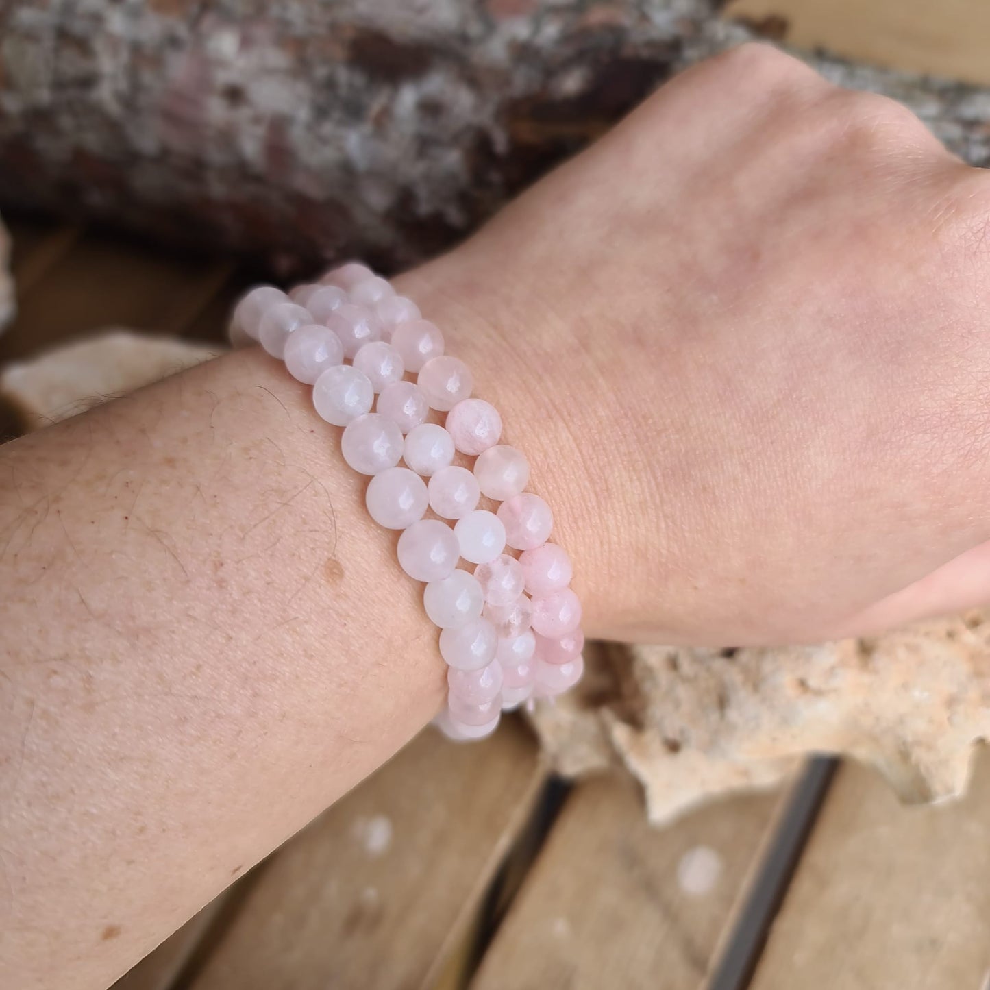Pulsera de Cuarzo Rosa 6 mm
