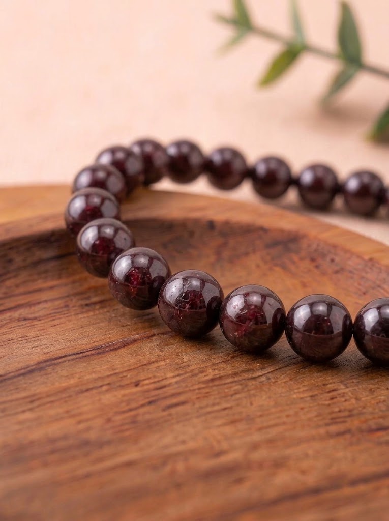 pulsera granate 6 mm natural ajustable rojo oscuro energia vital 3