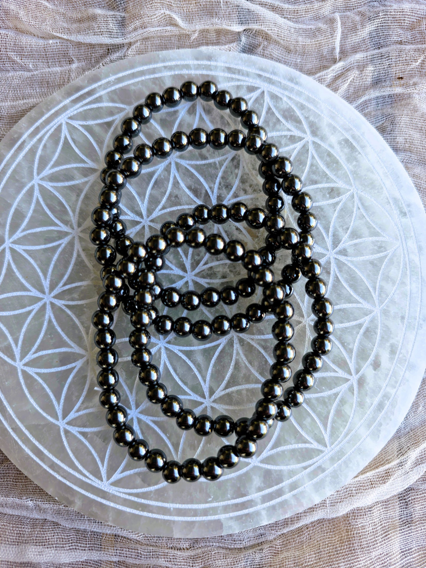 Pulsera de Hematite gris metálico energía fuerte y estabilidad