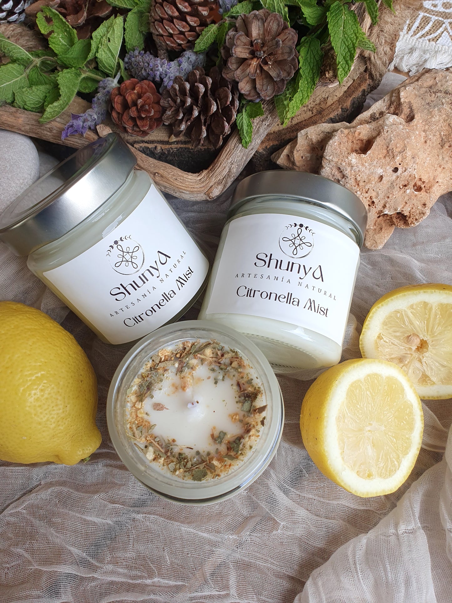 Vela aromática de verano con citronela, limón y eucalipto – repelente natural sin tóxicos