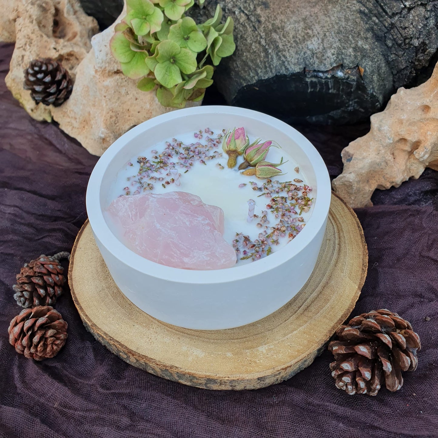 Vela aromática artesanal Rose Quartz