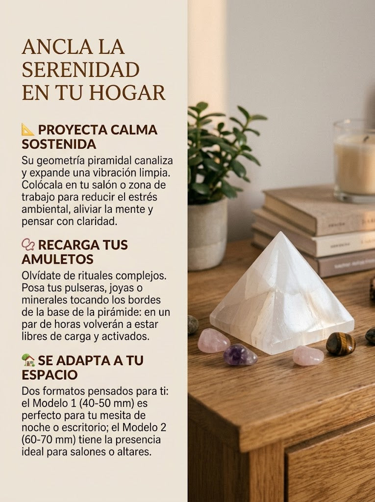 Pirámide de Selenita Blanca (40-70 mm) – Luz y Armonía para tu Hogar