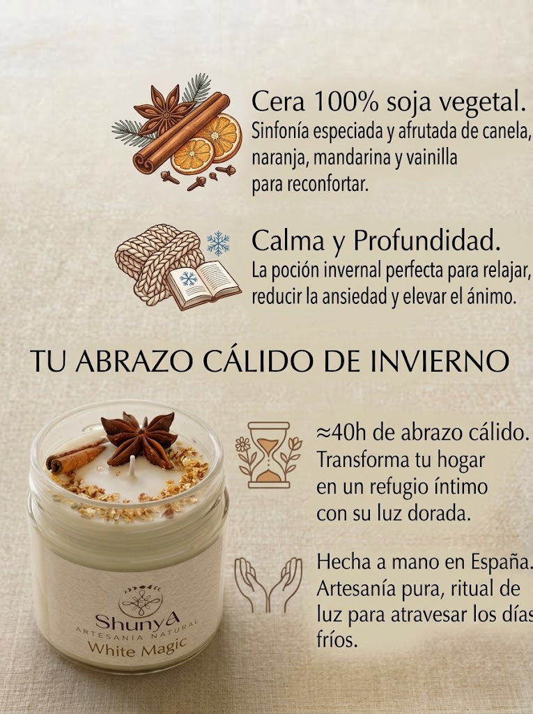 Vela aromática artesanal White Magic