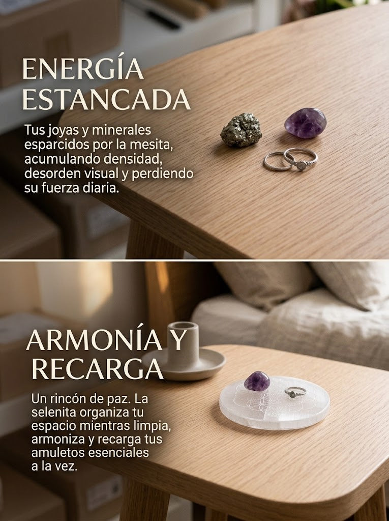 Placa de Selenita 7 Chakras · 7,5 cm