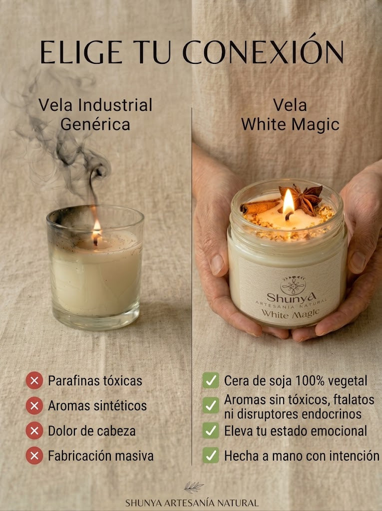Vela aromática artesanal White Magic