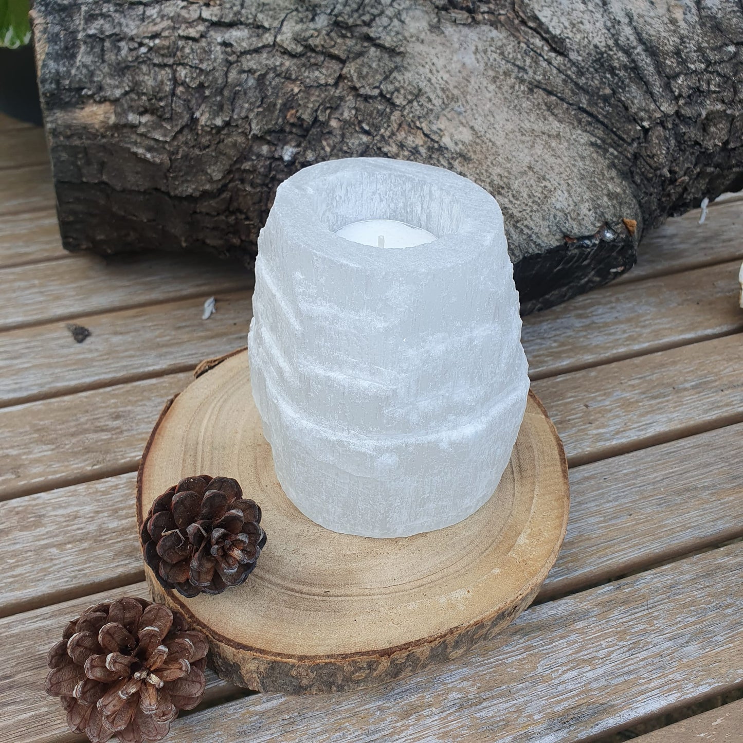 Cathedral Selenite Candle Holder