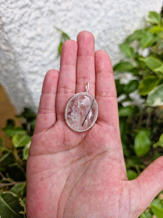 Colgante cuarzo rutilado turmalina plata