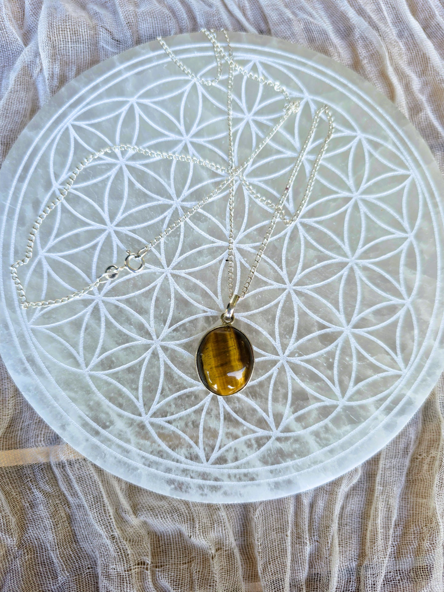 Colgante Ojo de Tigre en Plata de Ley — 20 mm | Protección y Energía