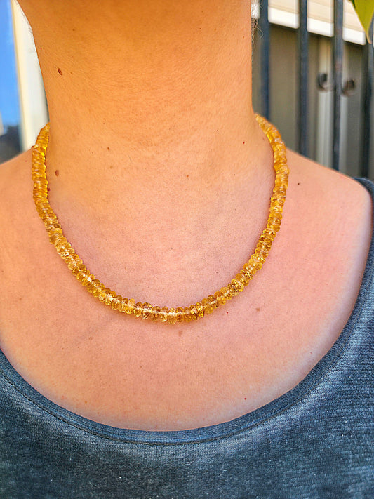 collar de cuentas facetadas de citrino calidad extra plata de ley