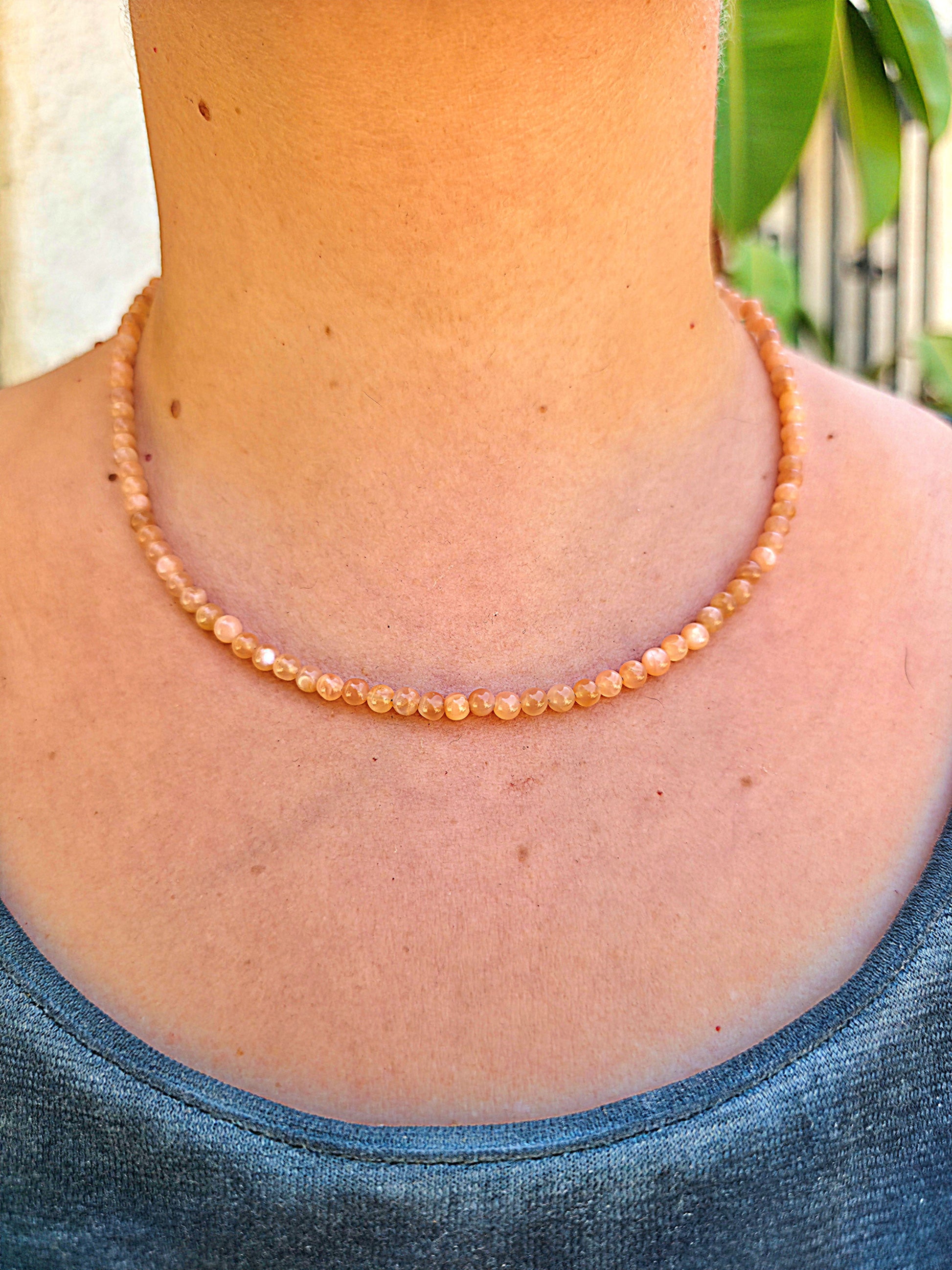 collar de cuentas pulidas de piedra sol calidad extra