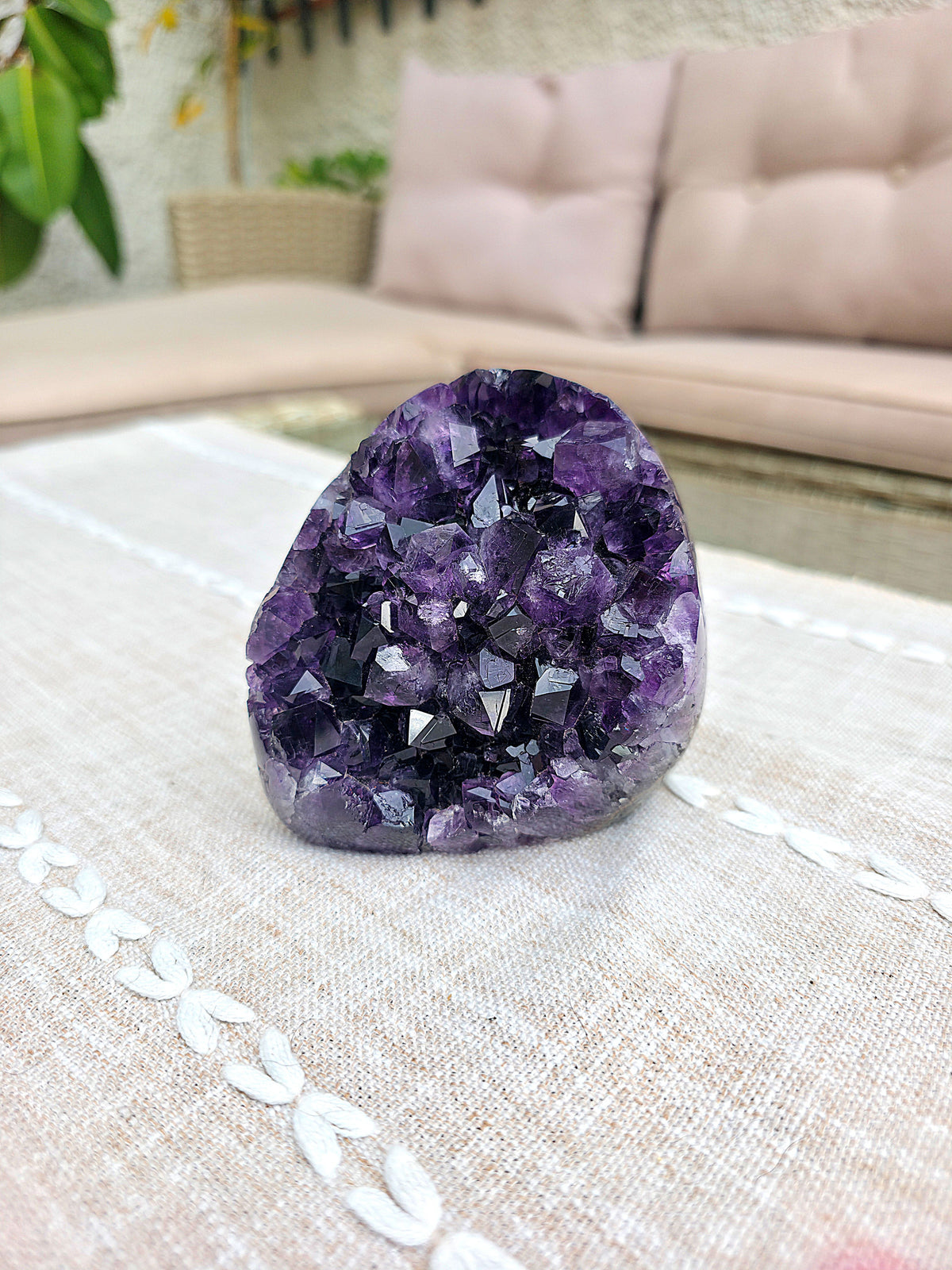 Drusa de amatista natural muy morada Super Extra pulida Cut Base pieza única foto 1