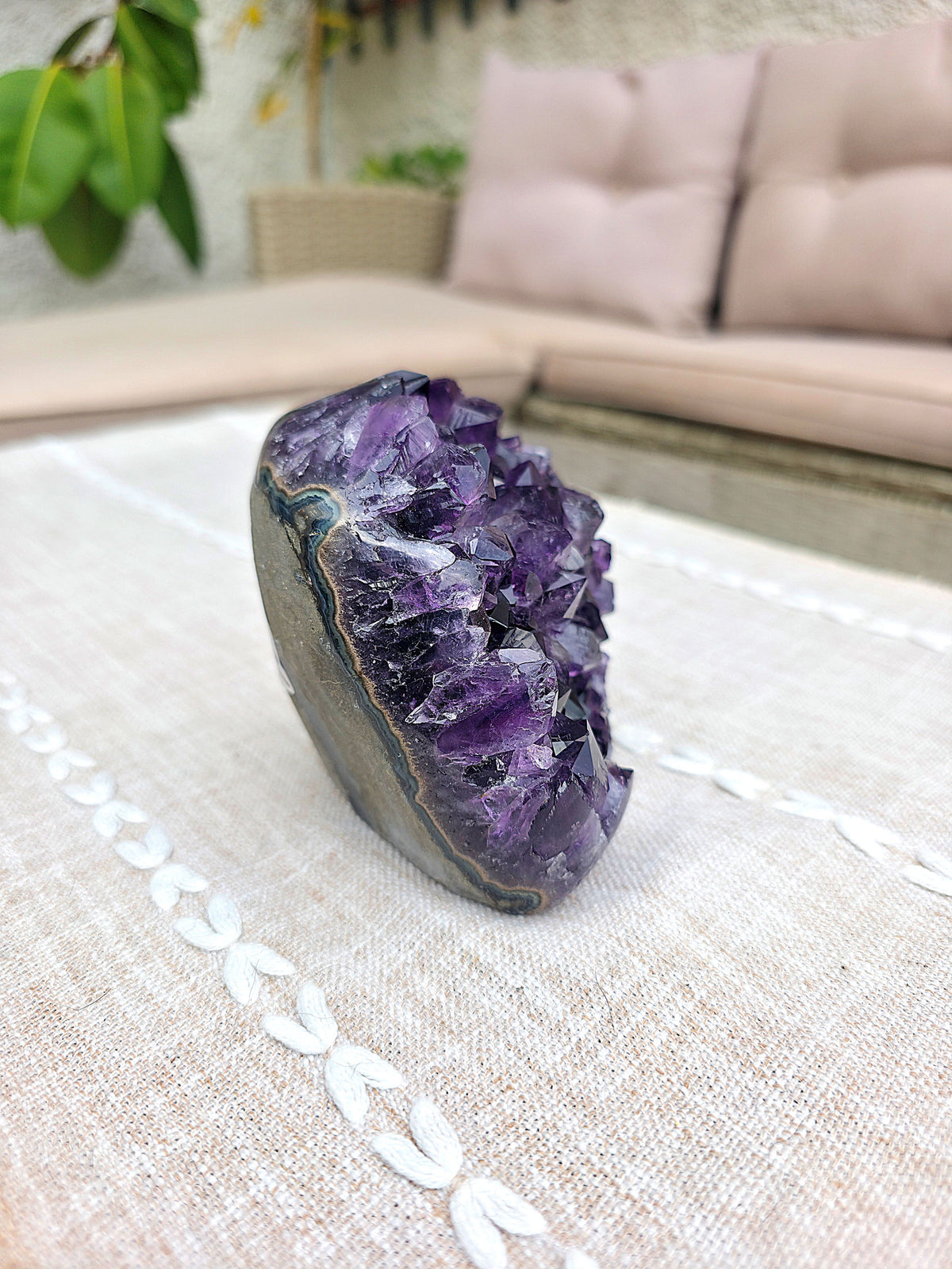 Drusa de amatista natural muy morada Super Extra pulida Cut Base pieza única foto 2