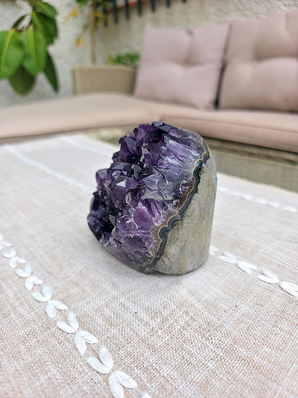 Drusa de amatista natural muy morada Super Extra pulida Cut Base pieza única foto 3