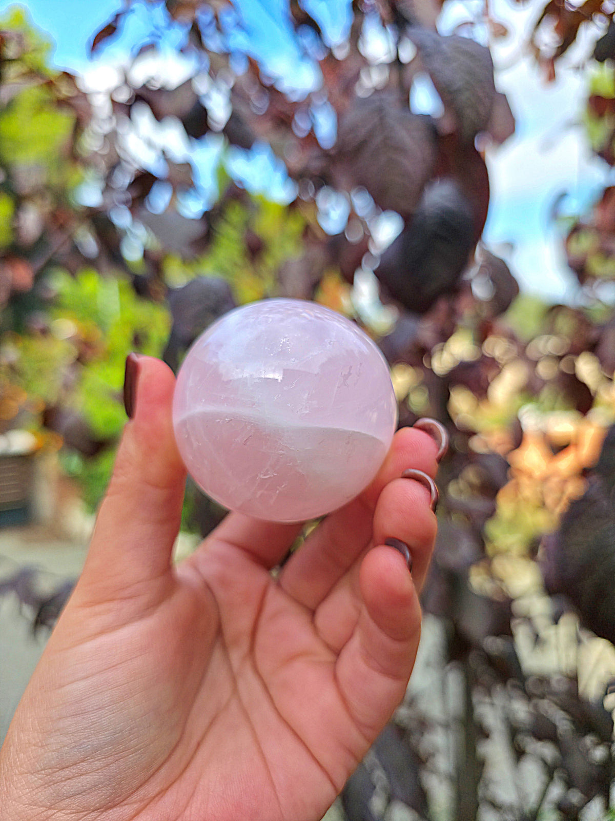 esfera cuarzo rosa 4 a 5,5 cm mineral pulido con base soporte amor pieza 1