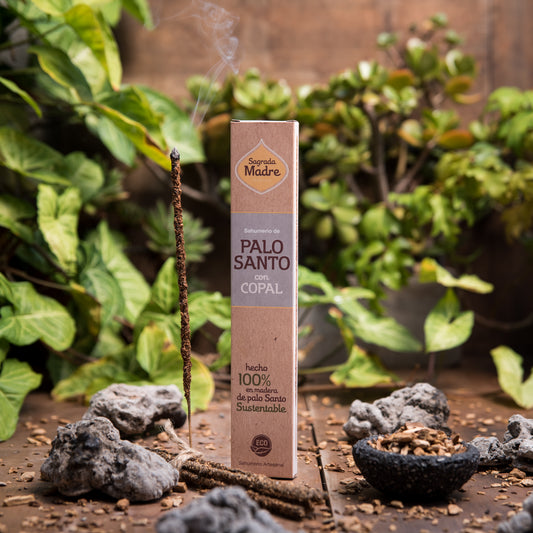 incienso palo santo copal sagrada madre 8 varillas gruesas limpieza energética foto 1