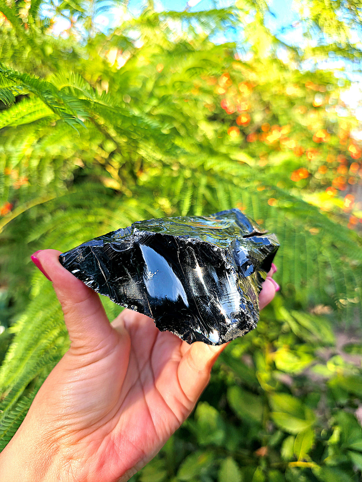 Obsidiana negra masiva en bruto XL natural de 360 g