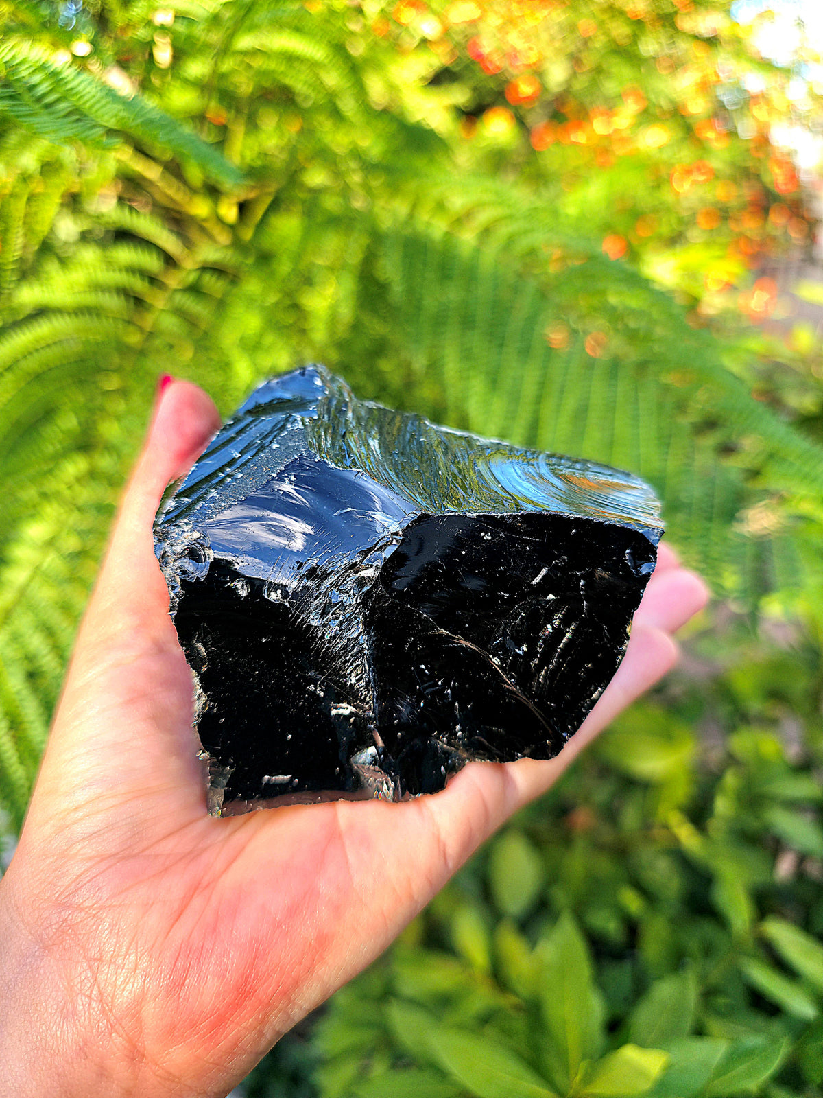 Obsidiana negra masiva en bruto XL natural de 495 g