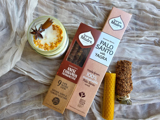 Pack Brillo de Canela con vela White Magic, inciensos y sahumito artesanal