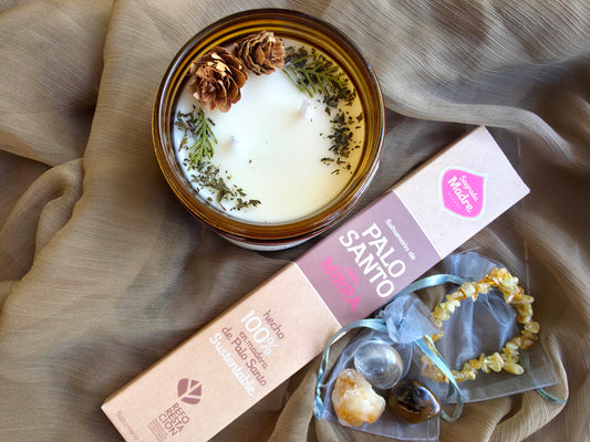 Pack Destellos de Invierno con vela Christmas Spirit, incienso y minerales