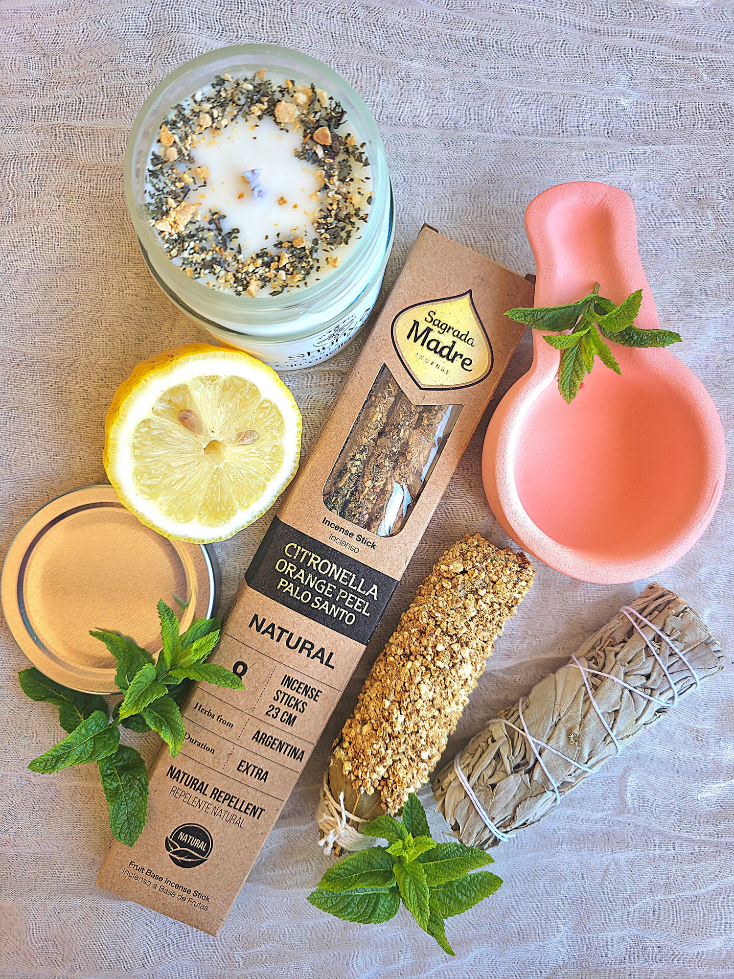 pack jardin de sol citronela repelente natural mosquitos vela incienso sahumito