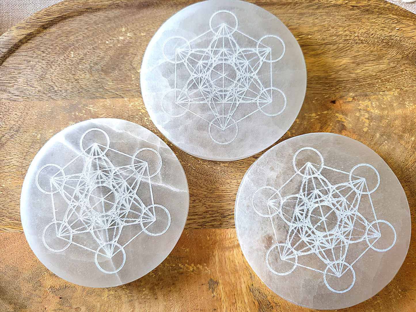 placa de selenita metatron calidad extra 10 cm
