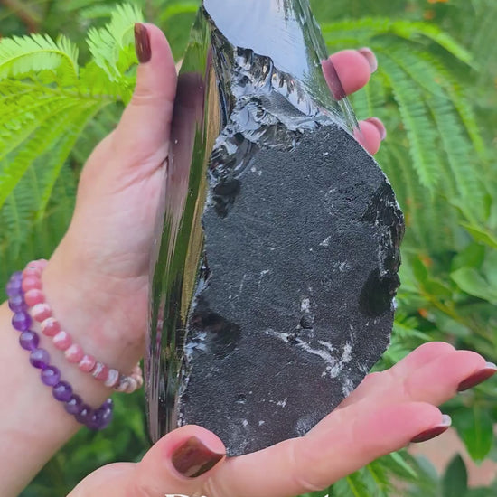 Obsidiana negra masiva en bruto XL cut base piezas únicas video detalle