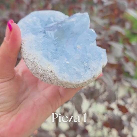 Drusas de celestina natural, calidad extra. Video de todas las piezas