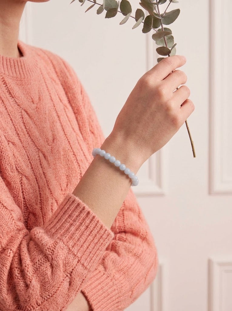 pulsera aguamarina 6 mm natural ajustable azul claro calma emocional 2