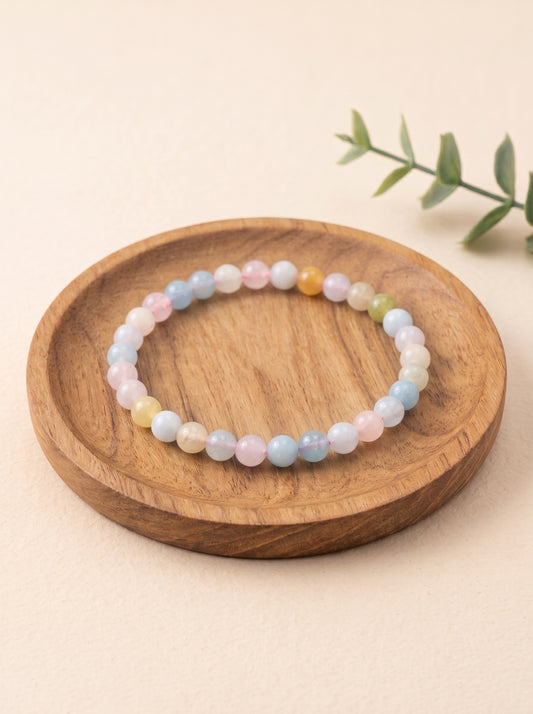 pulsera aguamarina morganita 6 mm natural ajustable equilibrio emocional 1