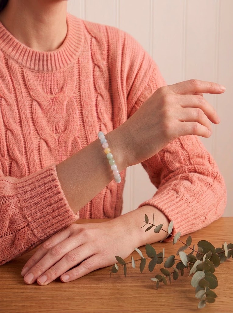 pulsera aguamarina morganita 6 mm natural ajustable equilibrio emocional 2