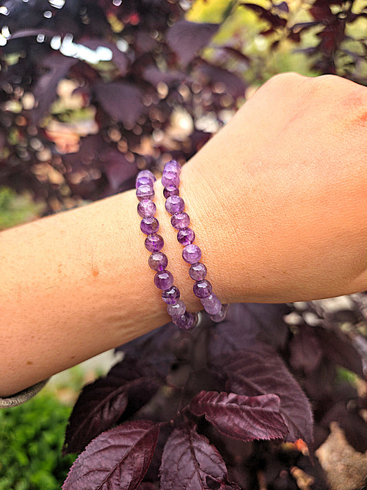 pulsera amatista 6 mm natural ajustable cuentas violetas calma