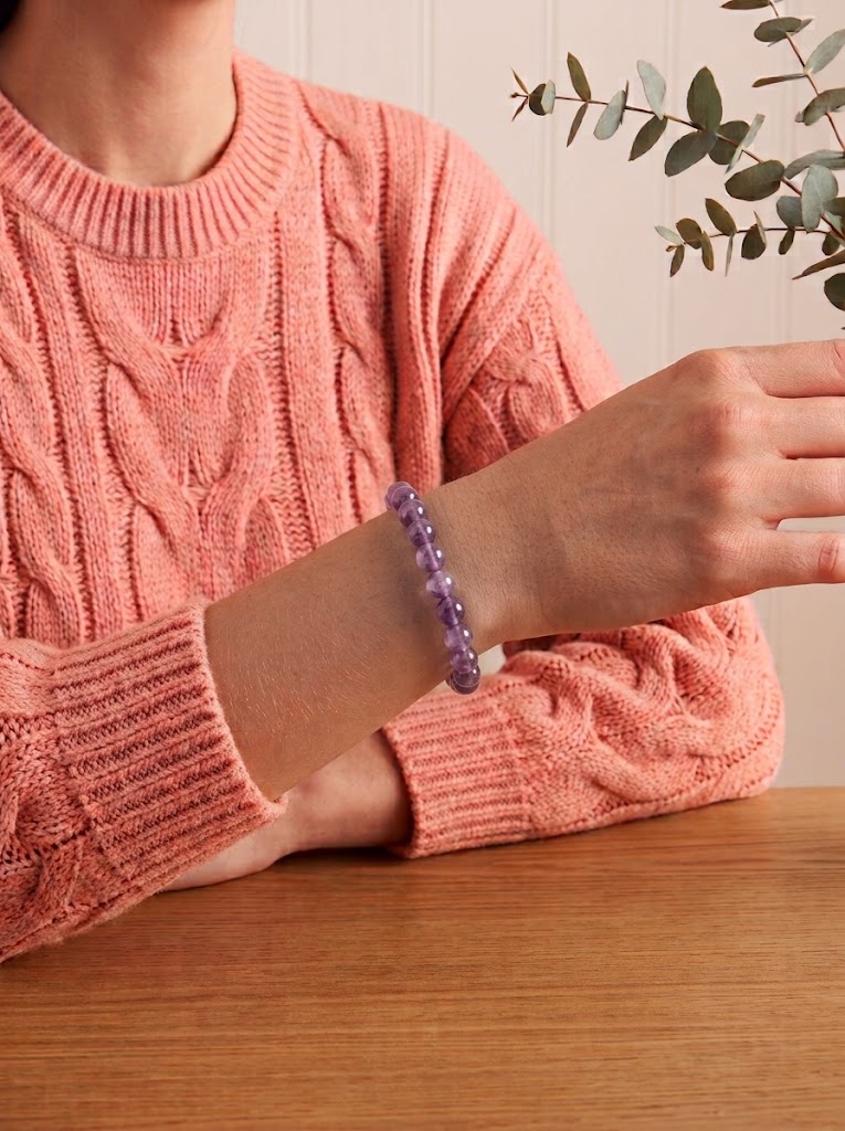 pulsera amatista 6 mm natural ajustable cuentas violetas calma 2