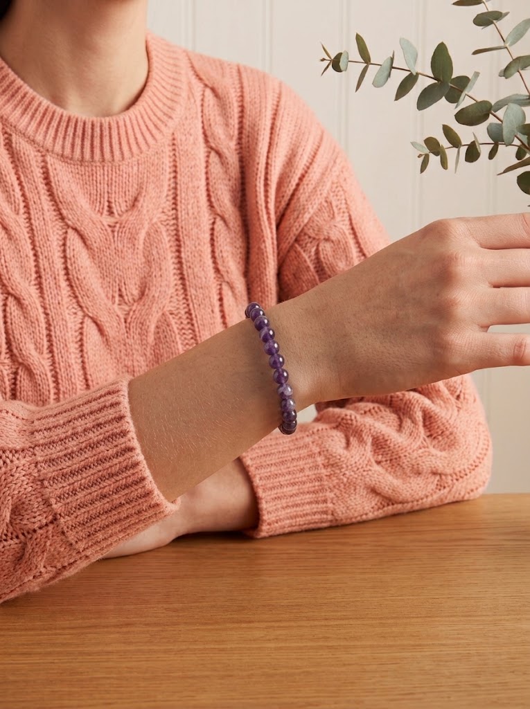 pulsera amatista 8 mm natural ajustable cuentas violetas elegantes 2
