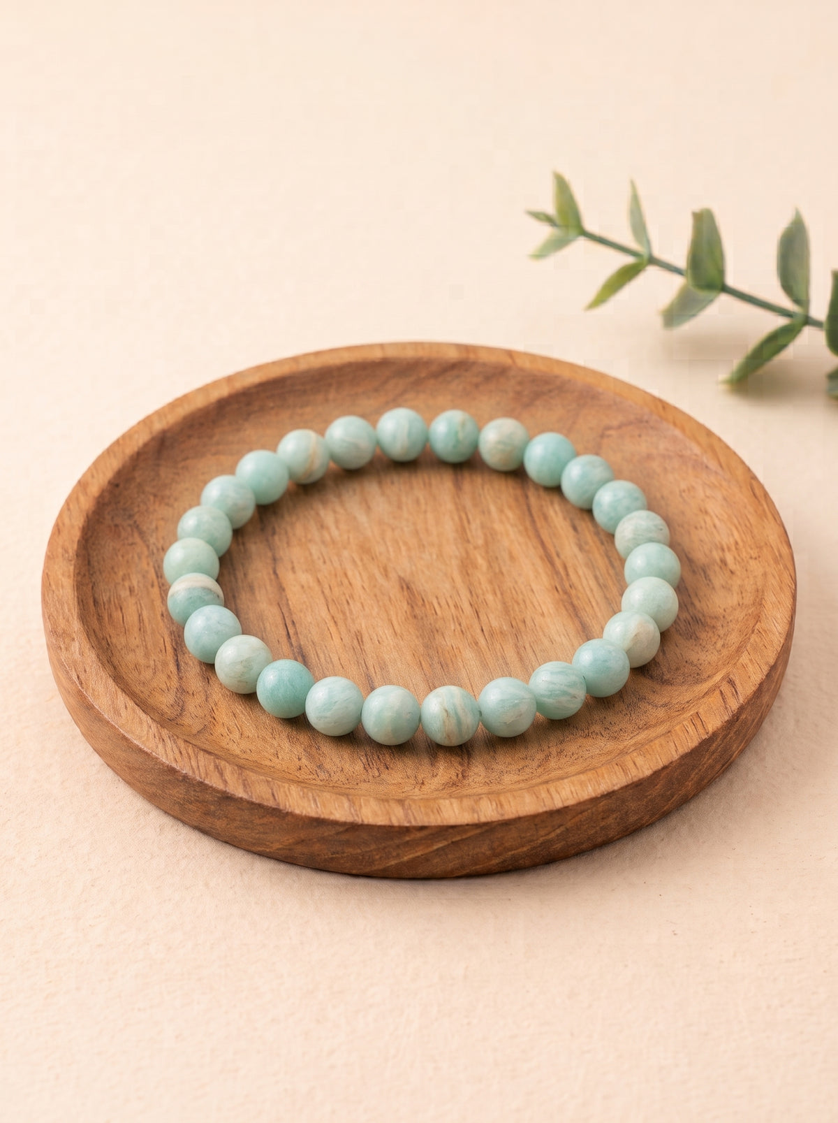 pulsera amazonita 6 mm natural ajustable verde azul calma emocional 1