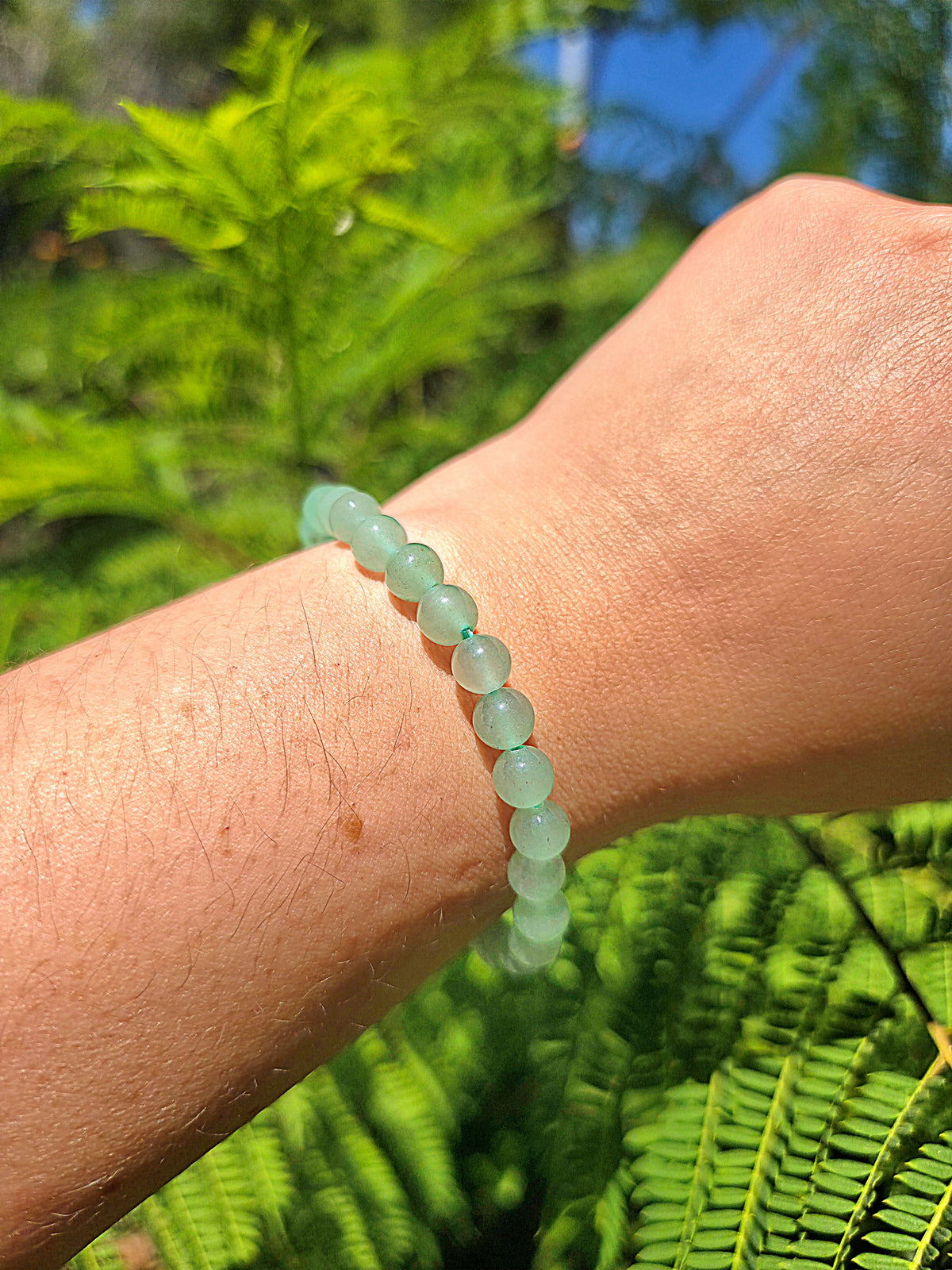 Pulsera de aventurina verde natural con cuentas de 6 mm