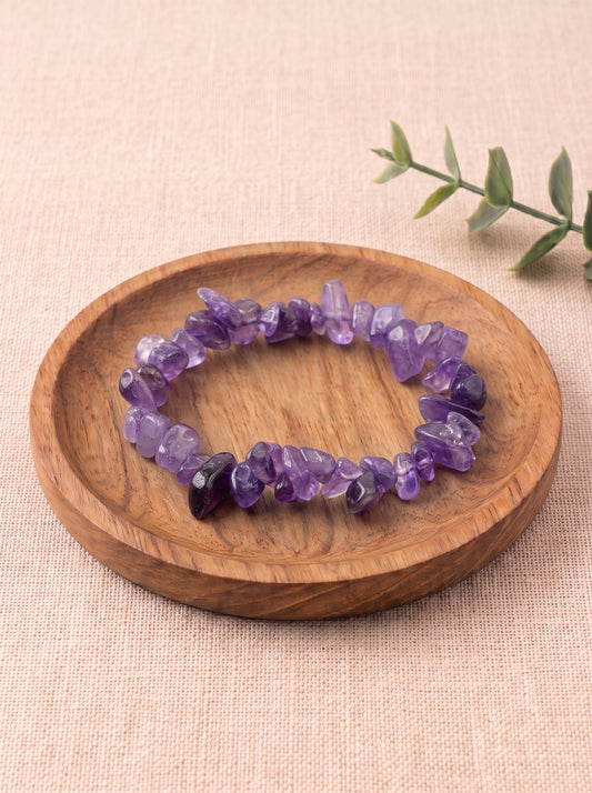 pulsera chips amatista natural ajustable violeta energia calma foto 1