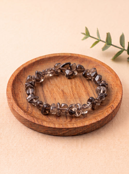 pulsera chips cuarzo ahumado natural calidad extra 1