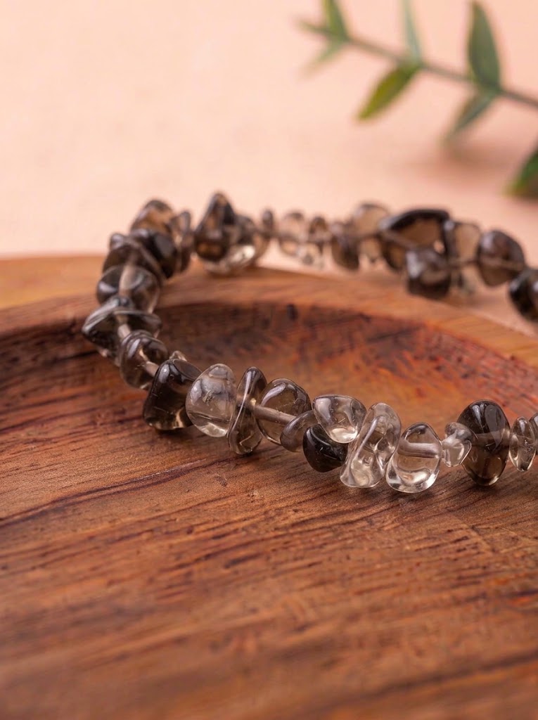 pulsera chips cuarzo ahumado natural calidad extra 3