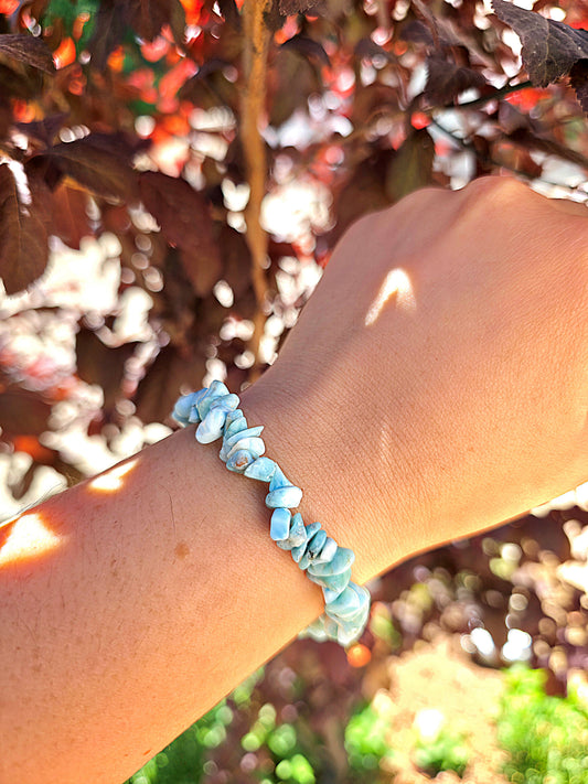 pulsera chips larimar natural calidad AA