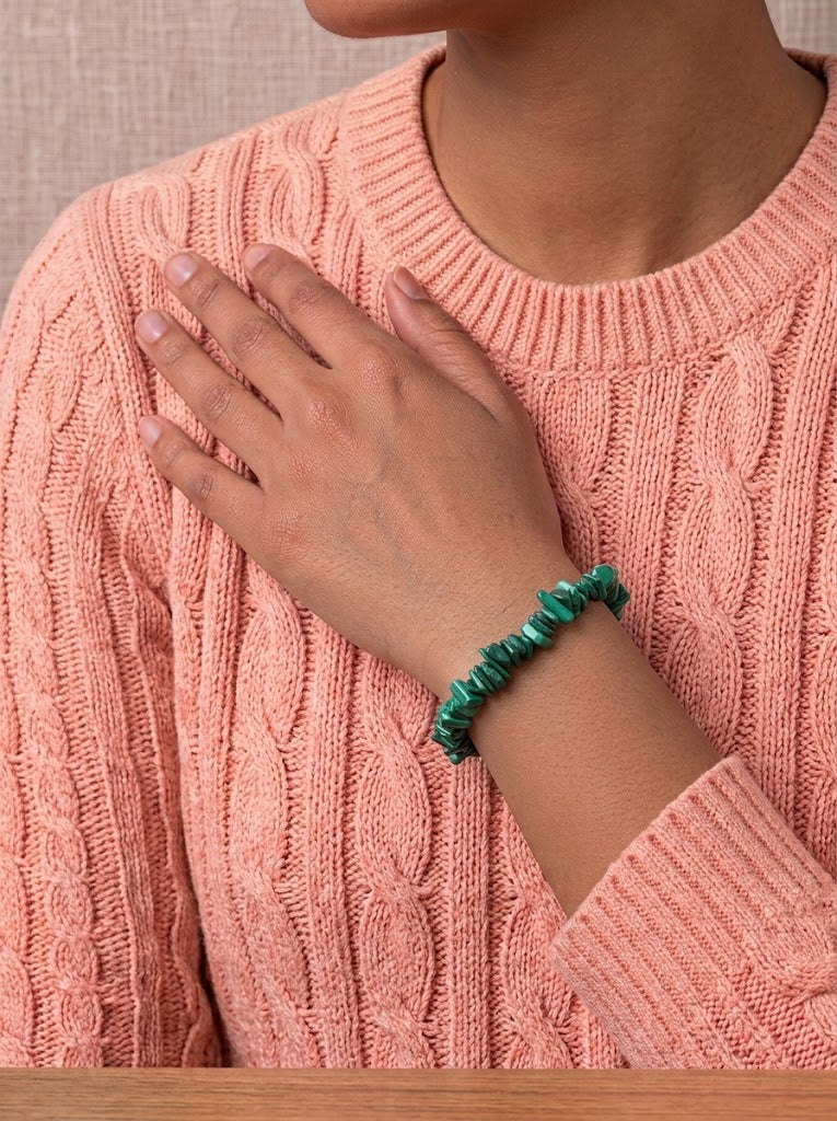 pulsera chips malaquita natural calidad AA 2