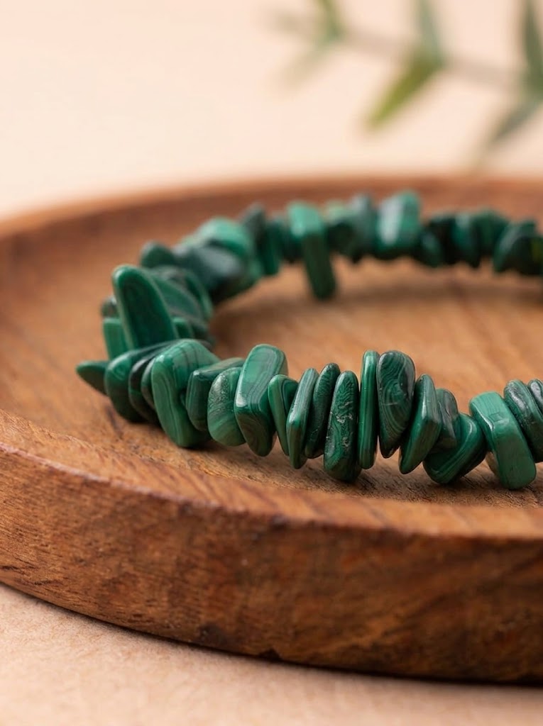 pulsera chips malaquita natural calidad AA 3