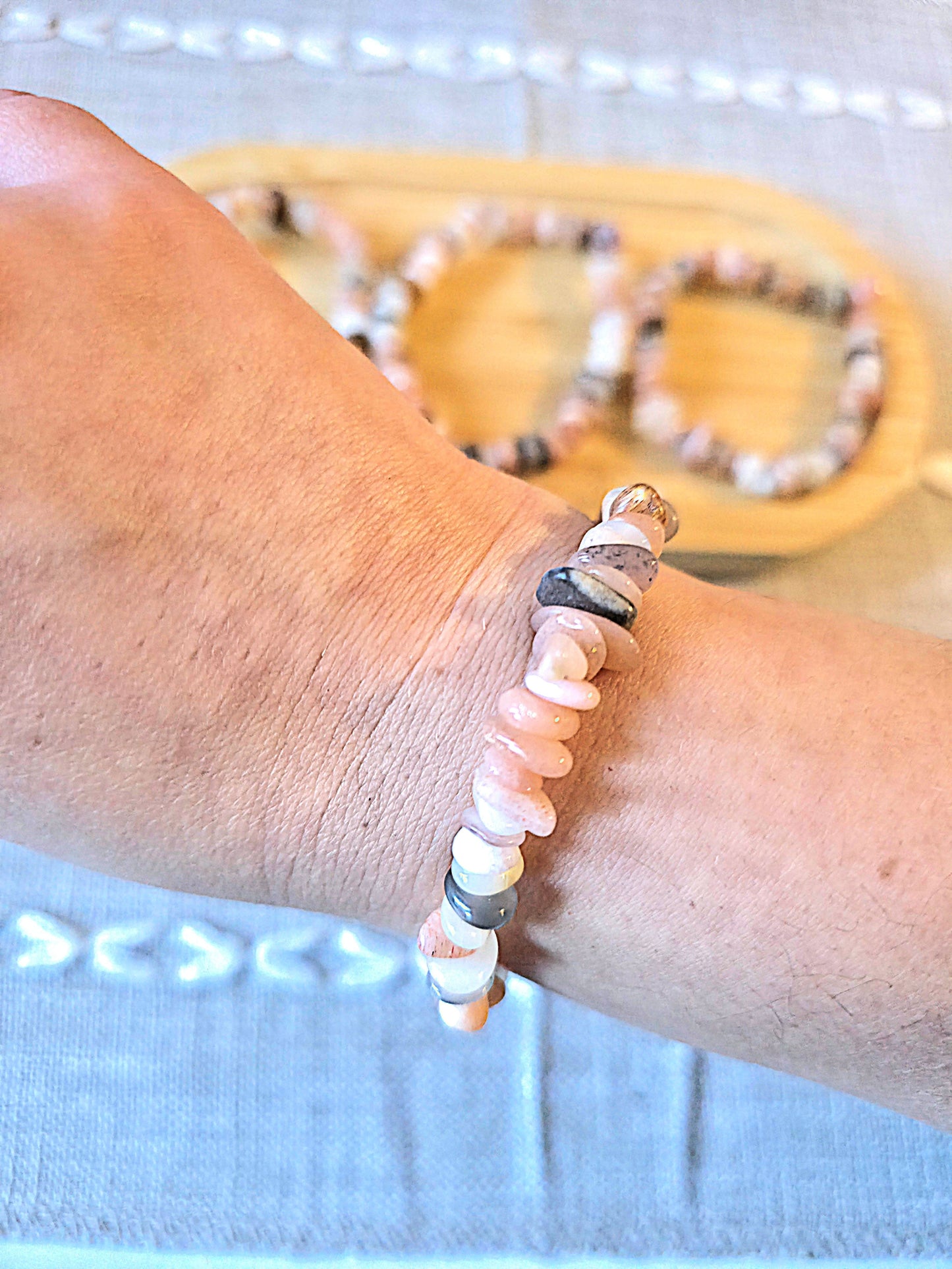 pulsera chips piedra luna multicolor calidad AA